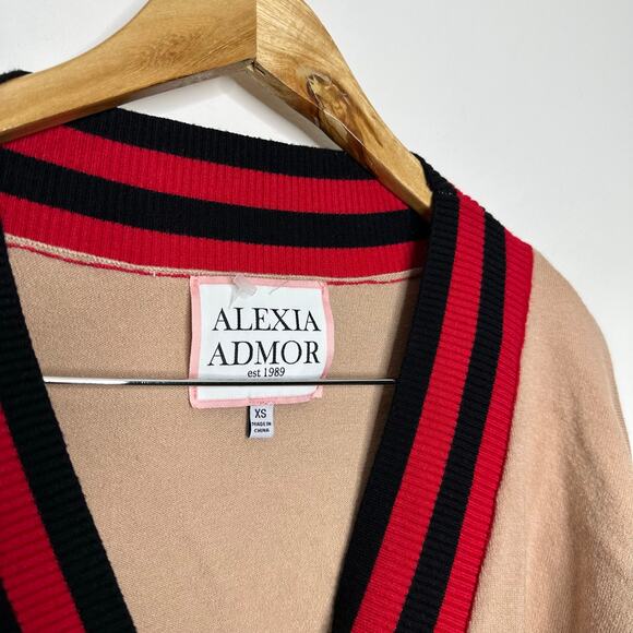 ALEXIA ADMOR Frances Cardigan Camel v neck viscose oversized women's XS - Picture 5 of 8